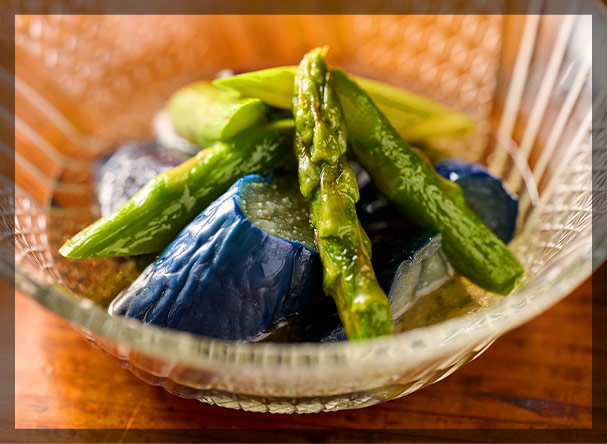 茄子とアスパラの揚げびたし
